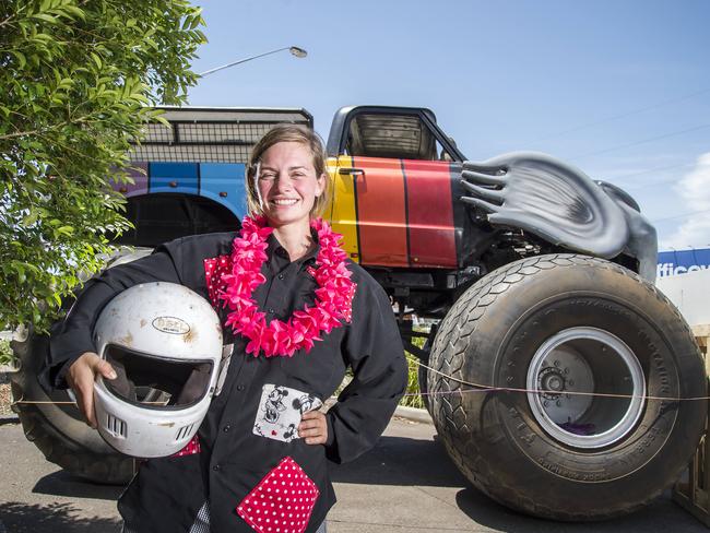 Monster Truck driver Alexandra Luver likes taking kids for a spin. Picture:cTroy Snook