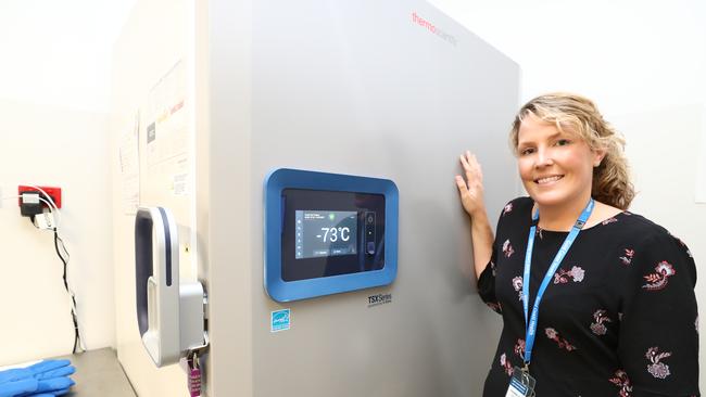 Rachael Raleigh ahead of the vaccine rollout at the Gold Coast University Hospital vaccination centre. Photograph: Jason O'Brien