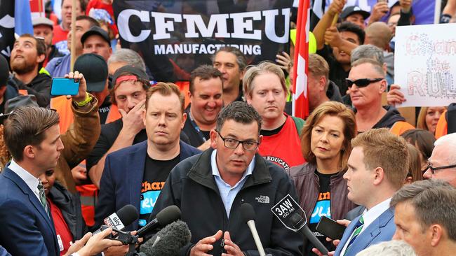 Premier Daniel Andrews at a “Change The Rules” union rally. Picture: Mark Stewart