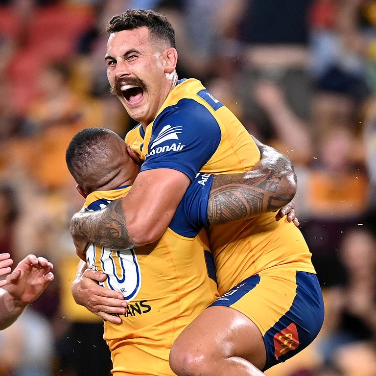 (L-R) Junior Paulo and Reagan Campbell-Gillard have formed a powerful prop pairing for the Eels. Picture: Bradley Kanaris/Getty Images