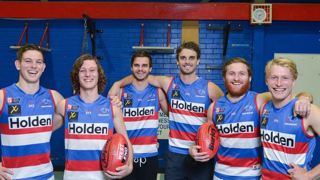 Central District's three sets of brothers to face Glenelg, Darcy and Flynn Pisani, Matthew and Jydon Neagle, Jarrod and Travis Schiller. Picture: Brenton Edwards