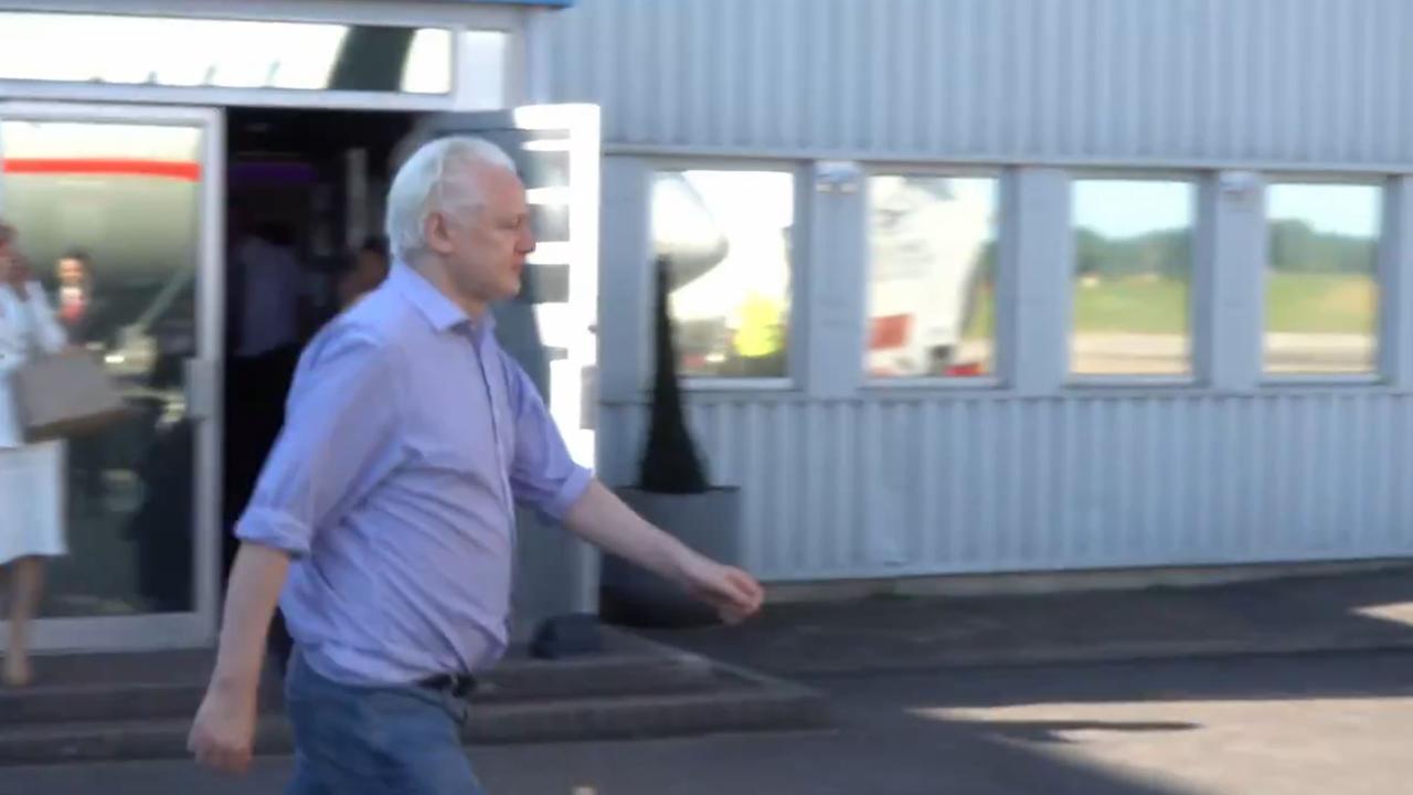 Julian Assange boards flight at London Stansted Airport. Picture: X