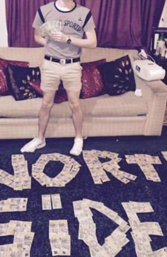 The gang’s name spelt out in cash. Picture: Instagram