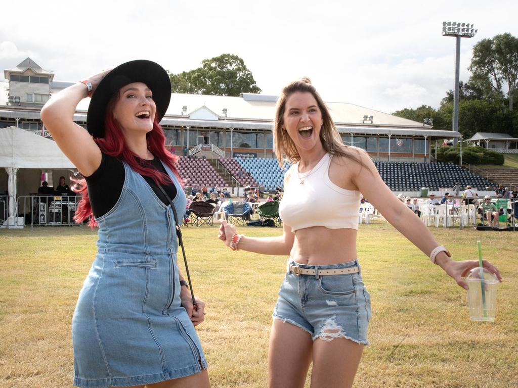 Isabelle Goulding (left) with Lauren Wilson. Meatstock - Music, Barbecue and Camping Festival at Toowoomba Showgrounds.Friday March 8, 2024 Picture: Bev Lacey