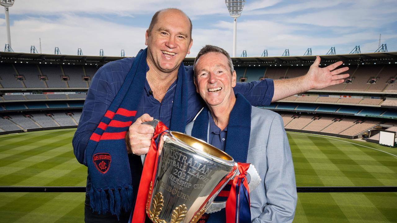 Melbourne legends David Neitz and Neale Daniher will play key roles in the premiership party at the MCG. Picture: Mark Stewart