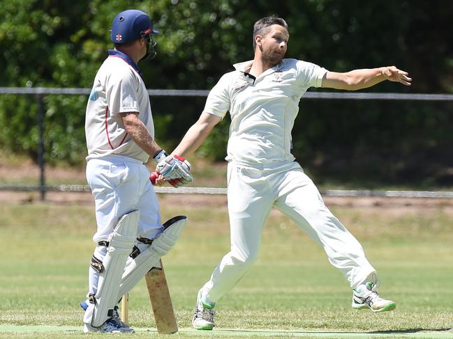 MPCA cricket: Seaford v Rye at Miles Reserve. Seaford  bowler Chris Cleef.  Picture: Chris Eastman