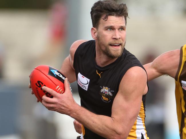 EFL (Division 1) Qualifying Final: Balwyn v Rowville played Bayswater Oval.Rod Crowe with the ball for Balwyn.Picture: Stuart Milligan