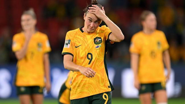 It was a tough night for Caitlin Foord and the Matildas against Nigeria. Picture: Bradley Kanaris/Getty Images