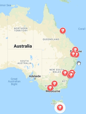 It’ll be a long trip for all-you-can-eat pizza with the last remaining Pizza Hut stores in Australia soon to be on the east coast only. Picture: Google My Maps