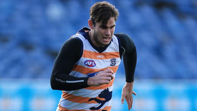 Tom Hawkins will return for the Cats this weekend after serving his one-match suspension. Picture: Peter Ristevski