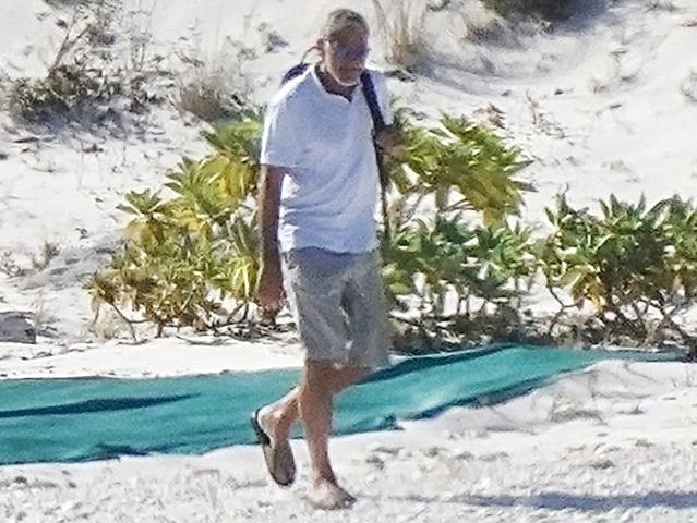 George Clooney on Haslewood Island in the Whitsundays. Picture: Backgrid