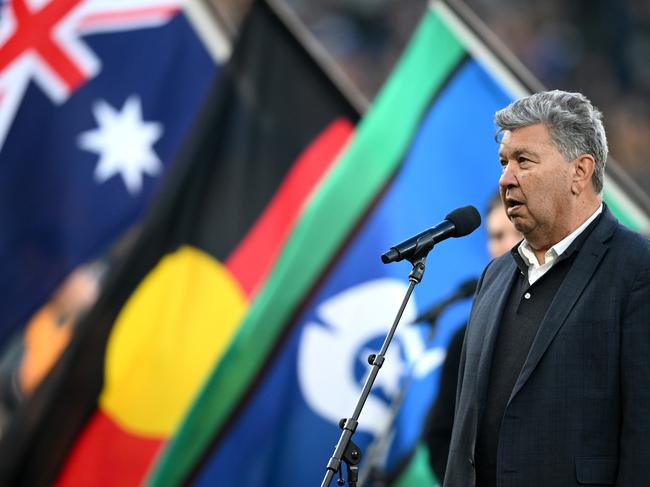 SYDNEY, AUSTRALIA - JULY 20: Welcome to Country speech is made ahead of the International Test Match between Australia Wallabies and Georgia at Allianz Stadium on July 20, 2024 in Sydney, Australia. (Photo by Matt Roberts/Getty Images)