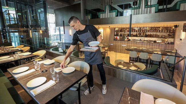 Laurus Melbourne’s interiors take a leaf out of the hotel restaurant playbook. Picture: David Geraghty