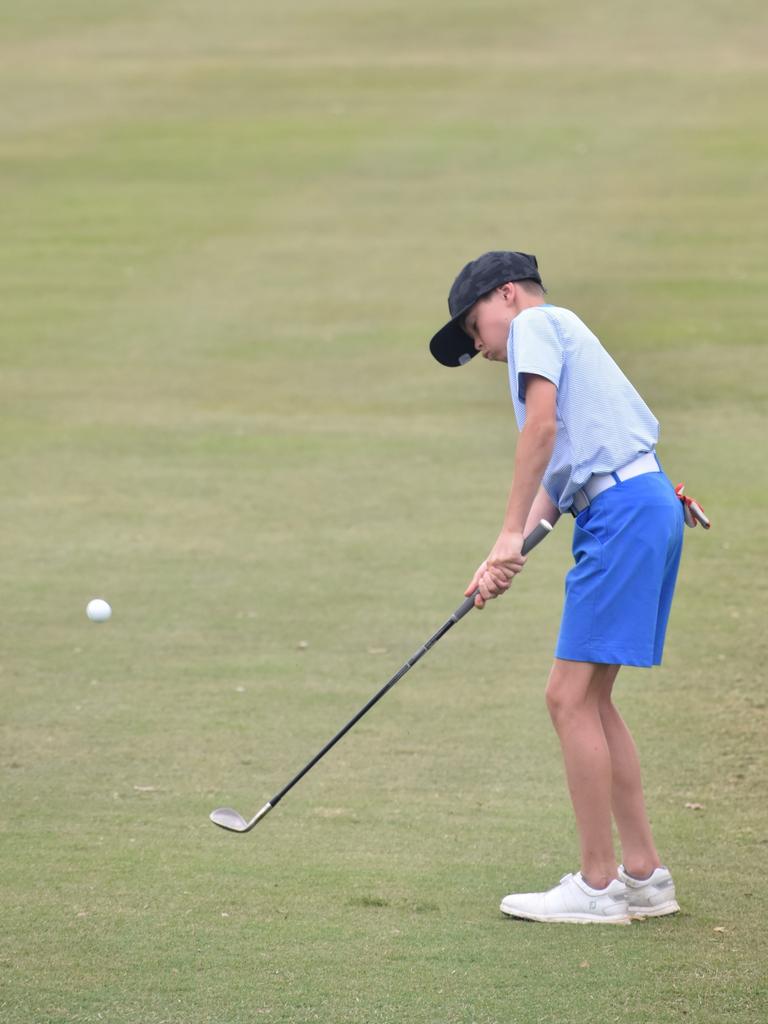 Laidley's Keanu Faulks (boys 13-14 years) chips for the green at the US Kids Golf Foundation Australian Open at the Rockhampton Golf Club on September 28.