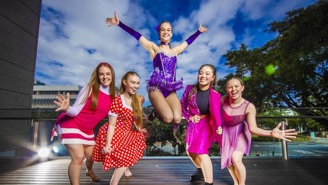 CGEN – Behind the scenes at Creative Generation 2022. Creative Generation 2022 featured dancers Emma McDonald (Ormeau Woods SHS), Kyla Lambert (Ormeau Woods SHS), Hannah McIntyre (Ormeau Woods SHS), Olivia Li Maybanks (Brisbane SHS) and Morgan McAleer (Harristown SHS). Picture: NIGEL HALLETT