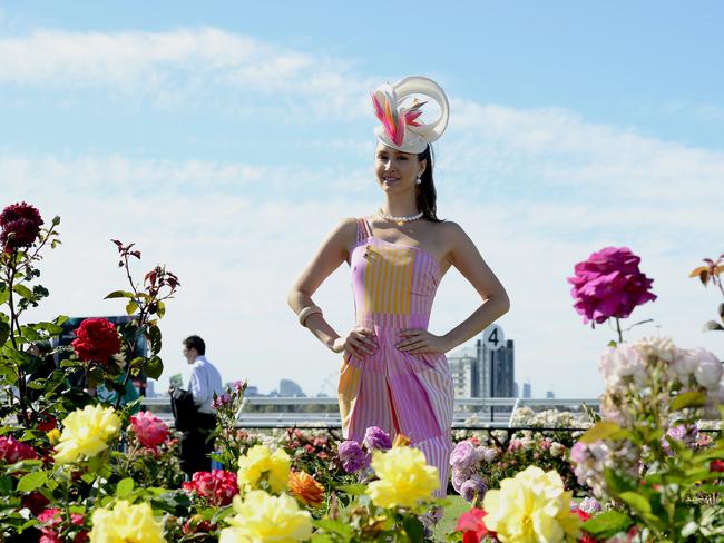 Chloe Moo, the 2013 Fashion on the Field winner, at Flemington Racecourse on Melbourne Cup Day 2014. Picture: Stephen Harman