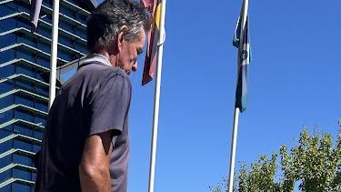 Mark Coombs leaving the Shepparton Law Courts after pleading guilty to distributing and possessing child abuse material. THe rest of his plea will be heard in Melbourne. Picture: Oscar Jaeger