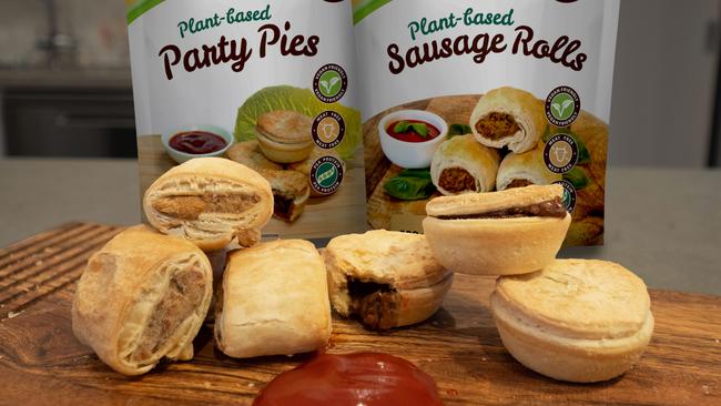 The company launched its plant-based party pies and sausage rolls into Woolworths and have now secured a national supply deal with Coles resulting in a projected combined revenue of $3 million per annum. Picture: Supplied