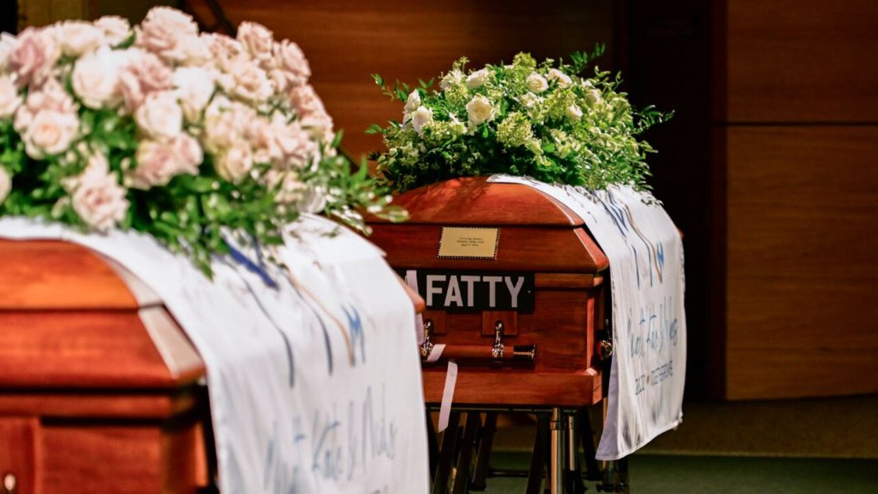 The coffins of Kate Leadbetter and Matt Field.