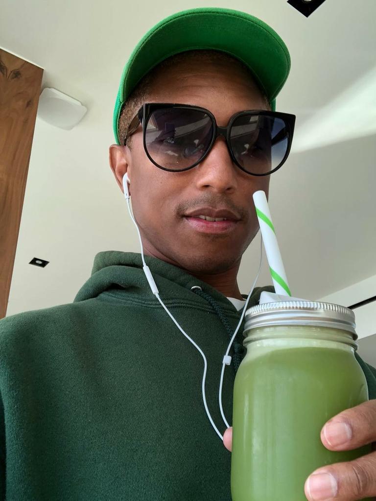 Pharell drinks celery juice. Picture: Instagram