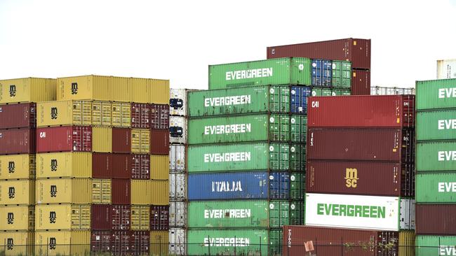 Shipping containers stacked up at the Port of Melbourne. Picture: NCA NewsWire / Andrew Henshaw