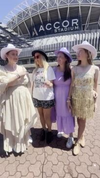 Sydney Swifties arrive at Accor Stadium for Taylor's Sunday Eras Tour show