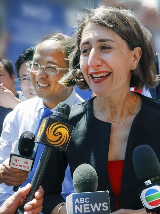 Huang Xiangmo pictured with Gladys Berejiklian in 2017 to Celebrate the Year of the Rooster.