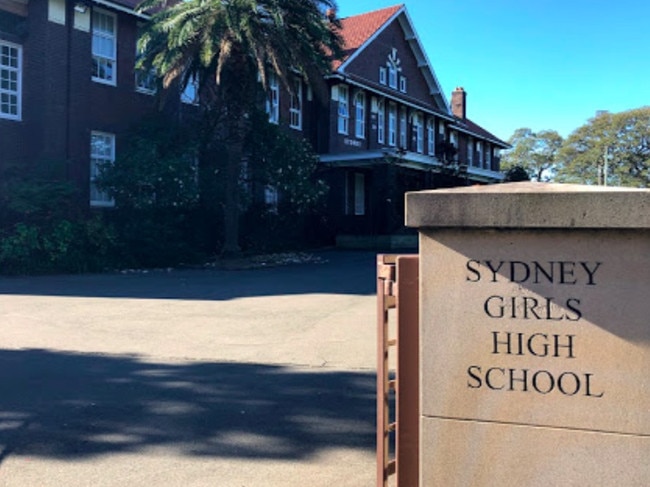 Sydney Girls High School has called off a trial HSC exam after a student tested positive for COVID-19. Picture: Google Maps