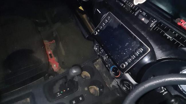 The interior of the Toyota HiLux was filled with water after it was driven into Booloumba Creek in the Mary Valley. The electronics were completely destroyed in the process.