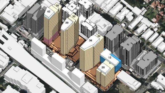 A plan of the height, in storeys, of each proposed tower.