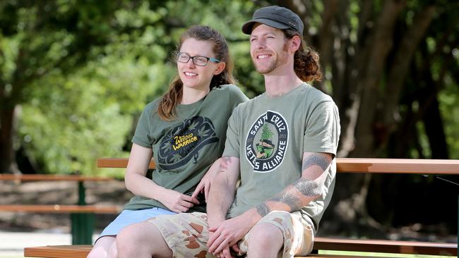 Michael Harding and partner Bek Houghton, from Lawnton, who have launched Weeded Warriors. Picture: Chris Higgins