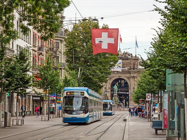 Explore Zurich by tram.