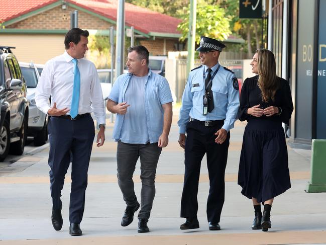 Founder of RSNCW Damion Douglass during a meting with Minister for Police and Emergency Services Dan Purdie, Acting Police Inspector Matt Scott, and Minister for Youth Justice and Victim Support and Minister for Corrective Services Laura Gerber, Rochedale South. Picture: Liam Kidston