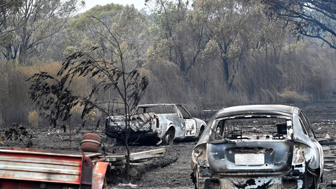 Cars have been burnt out as part of the destruction. Picture: NCA NewsWire / John Gass