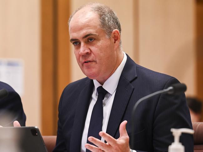 CANBERRA, AUSTRALIA, NewsWire Photos. FEBRUARY 23, 2024: Managing Director of ABC, David Anderson appears before a Public Hearing of The Communications Legislation Amendment (Prominence and Anti-siphoning) Bill at Parliament House in Canberra. Picture: NCA NewsWire / Martin Ollman