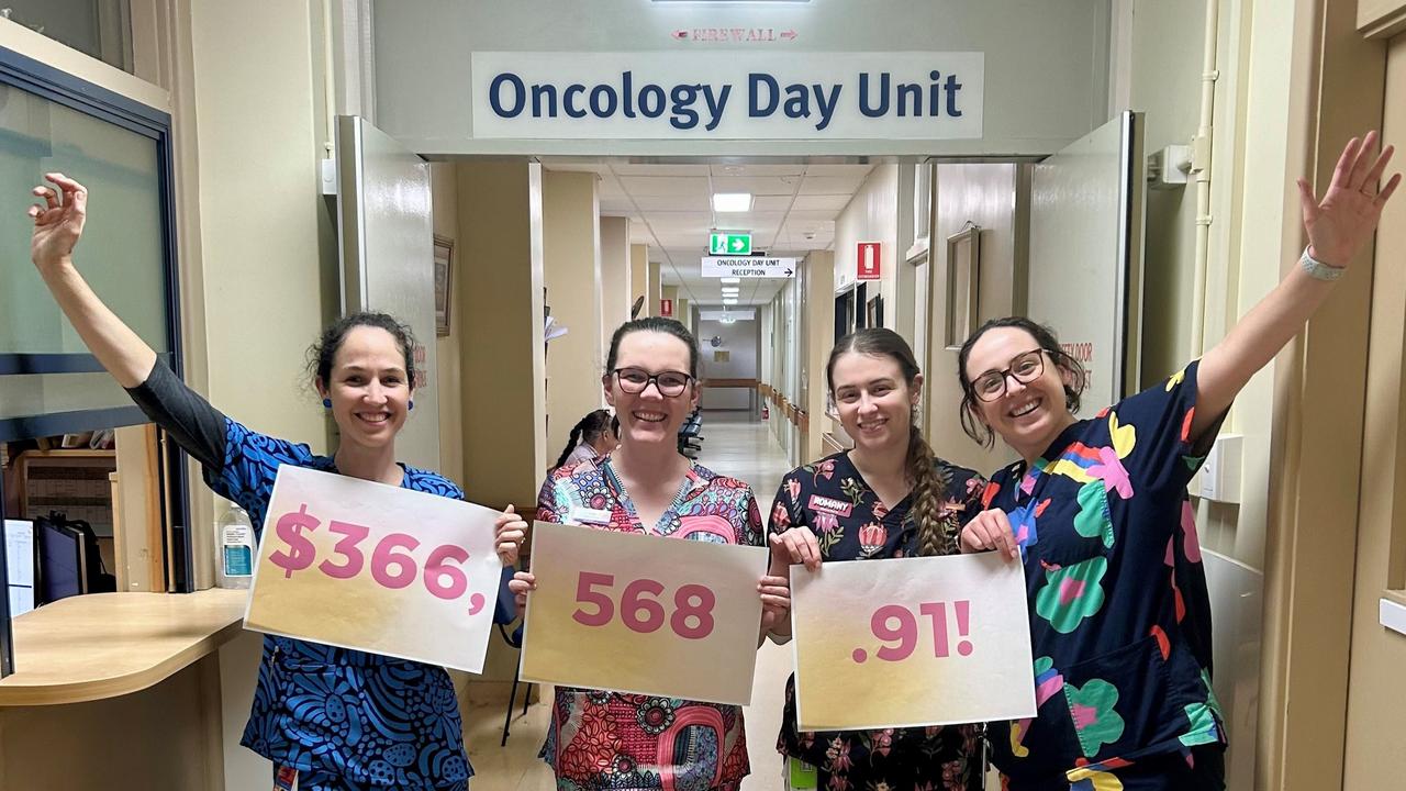 Toowoomba Hospital oncology staff celebrates the first milestone of funds raised for an ambitious target of $10m for a $20m cancer centre, with DDH to match the funds raised. Picture: supplied