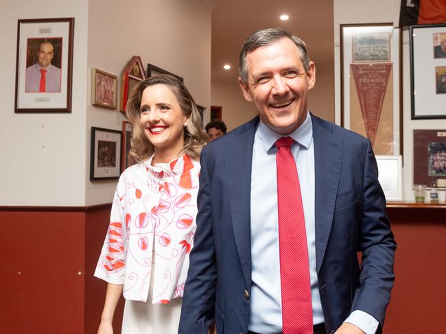 Imagery from the NT Labor Election Party at Waratah Football Club, Darwin. Chief Minister Michael Gunner and wife Kristy arrive at Labor HQ. Picture : Che Chorley