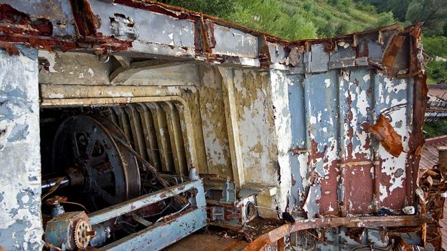 Exterior of the rusting ship inside the forgotten military graveyard. Picture: Vladimir Mulder/Caters News