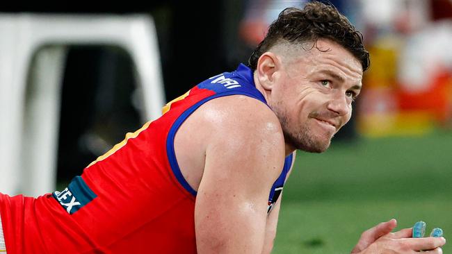 MELBOURNE, AUSTRALIA - JUNE 07: Lachie Neale of the Lions is seen during the 2024 AFL Round 13 match between the Western Bulldogs and the Brisbane Lions at Marvel Stadium on June 07, 2024 in Melbourne, Australia. (Photo by Dylan Burns/AFL Photos via Getty Images)