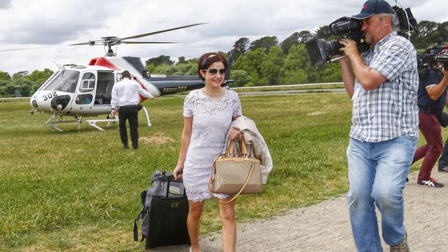 3.25pm. Payne arrives at Kyneton Racecourse to ride in the Kyneton Cup.