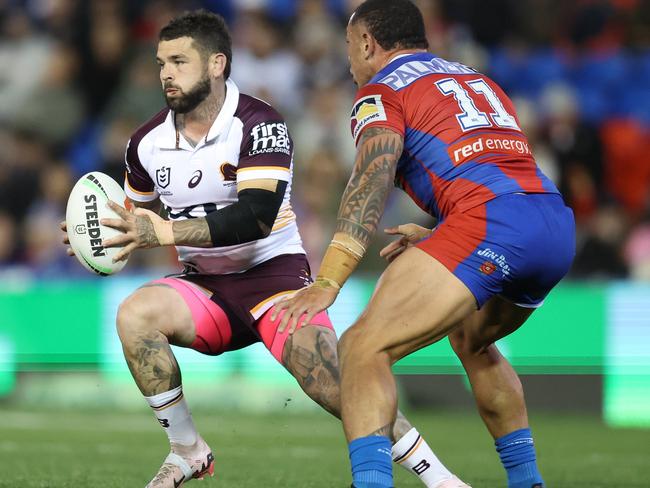 NEWCASTLE, AUSTRALIA - JULY 20: Adam Reynolds of the Broncos with the ball during the round 20 NRL match between Newcastle Knights and Brisbane Broncos at McDonald Jones Stadium, on July 20, 2024, in Newcastle, Australia. (Photo by Scott Gardiner/Getty Images)