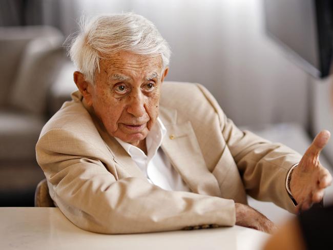 DAILY TELEGRAPH - 3.12.24*** STRICT EMBARGO UNTIL DEC 8 ***MUST CHECK WITH PIC ED BEFORE PUBLISHING Billionaire property developer Harry Triguboff pictured in the penthouse of the Meriton Tower on Kent St in the city. Picture: Sam Ruttyn