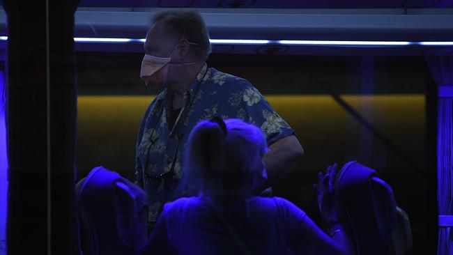 A man among the first Sydney quarantine guests at the Swissotel back in April. Picture: AAP Image/Joel Carrett