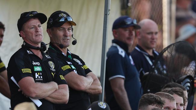 Damien Hardwick watches on during a pre-season game. Picture: Michael Klein