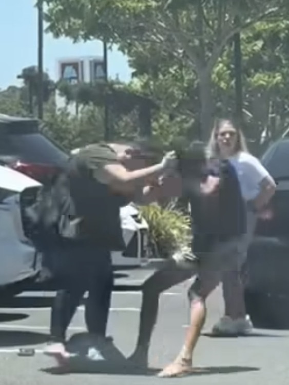 Two women get into a brawl at a shopping centre car park. Picture: Facebook