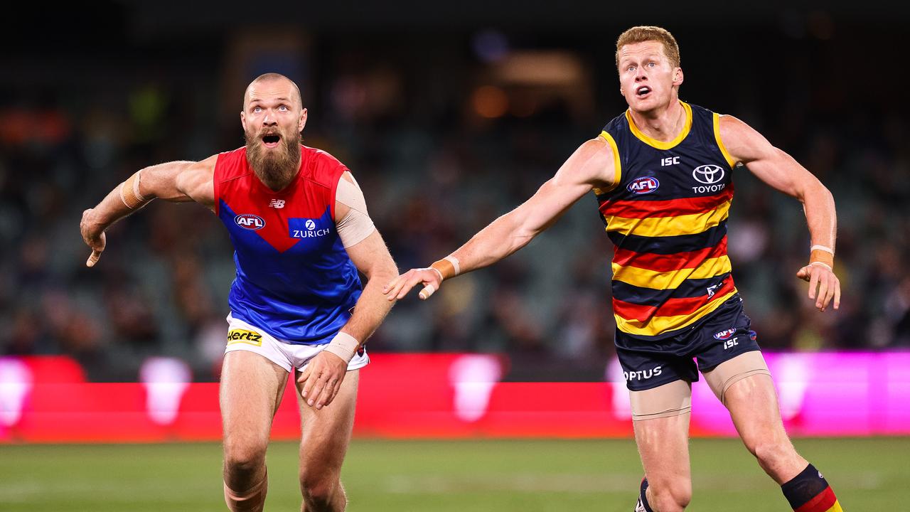 Max Gawn was targeted by Adelaide players on Wednesday. Photo: Daniel Kalisz/Getty Images.