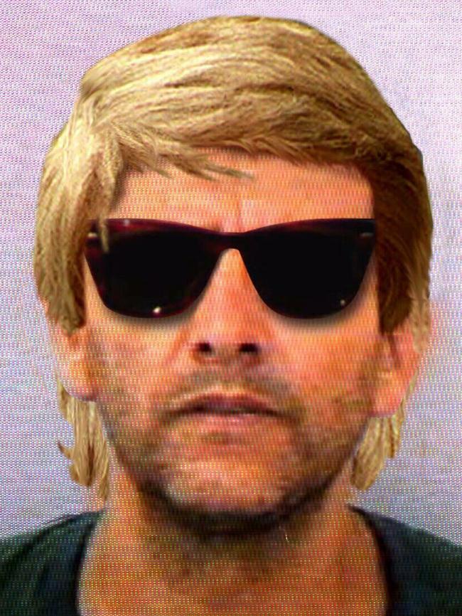 George Savvas donned a blond wig as part of his disguise. (Computer-enhanced image)