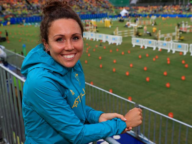 Gold Medalist Chloe Esposito in the stands to watch her brother Max Esposito in action during the Men's Modern Pentathlon, Combined Running/Shooting in the Rio Olympics 2016 at Deodoro Stadium. Pics Adam Head