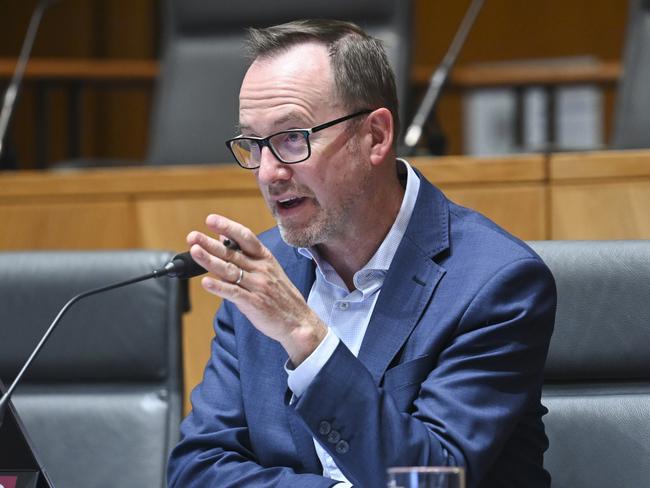 CANBERRA, Australia - NewsWire Photos - July 16, 2024: Senator David Shoebridge during the Select Committee on Adopting Artificial Intelligence (AI) at Parliament House in Canberra. Picture: NewsWire / Martin Ollman