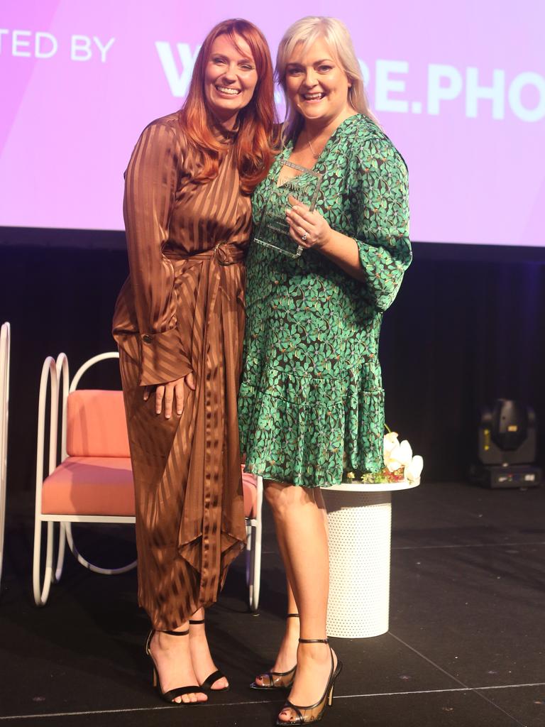 We Are Phoenix founder Amber Coupe and People's Choice winner Nicolle Edwards at the Gold Coast Bulletin Women of the Year awards by Harvey Norman at Star Gold Coast. Picture: Richard Gosling